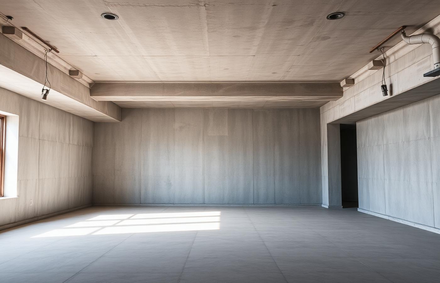 Bare concrete shell before interior execution